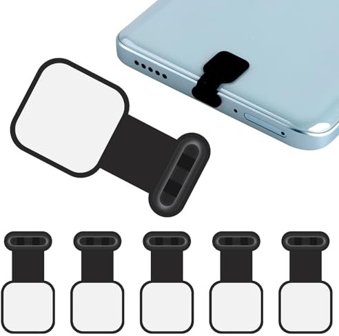 BLMHTWO 6 PCS USB C Dust Plug, USB C Port Cover with Removable Adhesive Anti-Lost Silicone USB C Protector Compatible with iPhone 15 Series Samsung Oneplus and Most C Port Device