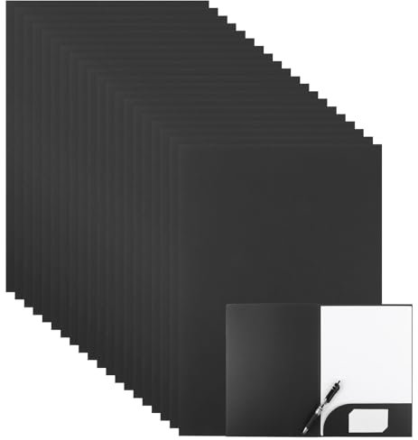 CYEER 20 Stück Präsentationsmappe A4, Kraftpapier Dokumentenmappe A4 Pappe mit Visitenkartenschlitz, Sammelmappe für Schule, Uni, Projekt, Business (Schwarz)