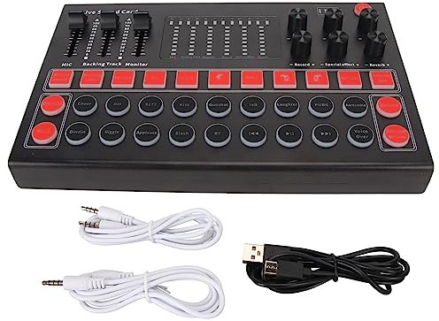 Scheda audio dal vivo e mixer audio, scheda audio dal vivo V8 con effetti e cambio voce per podcasting, cancellazione del rumore BT Alti contralto Bassi Regolazione mixer audio