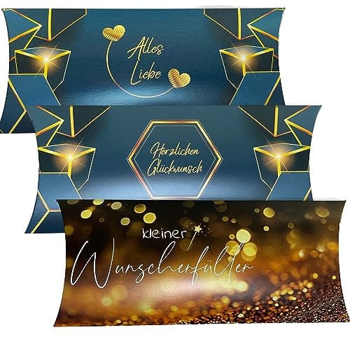 3er Set Geschenkverpackung Alles Liebe, Herzlichen Glückwunsch, Kleiner Wunscherfüller 24,3x3,2x11,7cm Geldgeschenk Hochzeit Geschenkidee Geburtstag