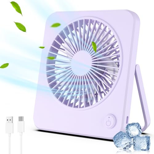 Hianjoo USB Ventilator, Mini Ventilator Leiser, Tischventilator mit 3 Geschwindigkeiten, USB Lüfter Desk Fan für Büro, Zuhause und Schlafzimmer [Lila] Stromversorgung über USB, Keine Batterie