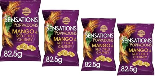 Walkers Sensations Poppadoms Mango & Chilli Sharing Bag 82.5g (4 Pack) | By Ideaonic