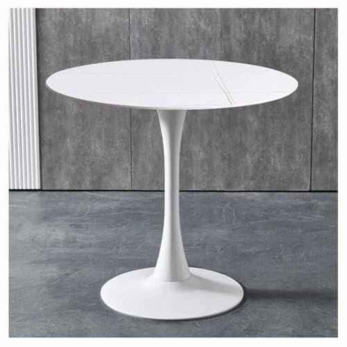 JHAISMAO Modern Rund Esstisch 60/70/80cm Granit-Platte Farbige Platte Klein Küche Speisesaal Möbel, Sockel-Esstisch, Freizeittisch, Wohnzimmertisch(Size:80cm,Color:8)