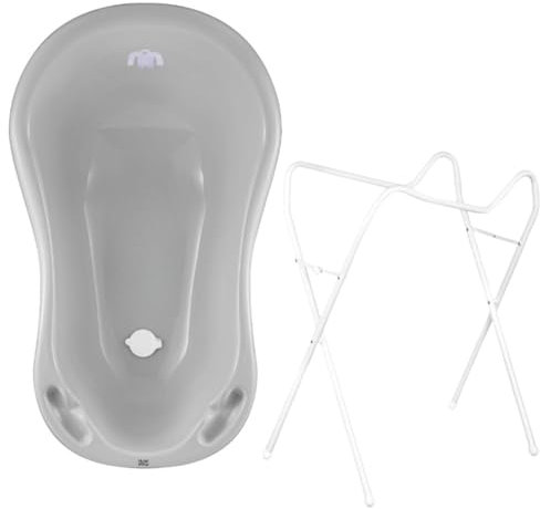 Hylat Baby Bañera Bebe con Soporte y Tapón Yeti Gris – Certificada TÜV Rheinland - para Recién Nacidos y Bebés de Hasta 12 Meses, de Plástico Sin BPA – Colección Lite Bañera para Bebe con Patas