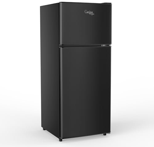 Cucina Magica Mini Nevera con Congelador, 2.9 Pies Cúbicos, Ahorro de Energía, Bajo Ruido, 7 Térmicos Ajustables, Refrigerador Pequeño de Doble Puerta para Recámara, Oficina