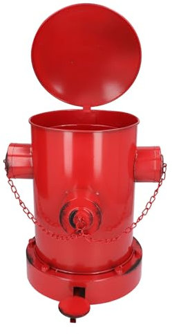 Poubelle de robinet d'incendie Style industriel rétro décoratif intérieur extérieur bacs à déchets en fer avec seau pour jardin maison cuisine (rouge)