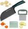 Marjoramy Taglia Patate Ondulato, 2 Pezzi Coltello Taglio Ondulata,Coltello Ondulato Verdure,Coltello Ondulato in Acciaio Inox,per Patate,Frutta,Verdura E Insalata,Patatine Fritte