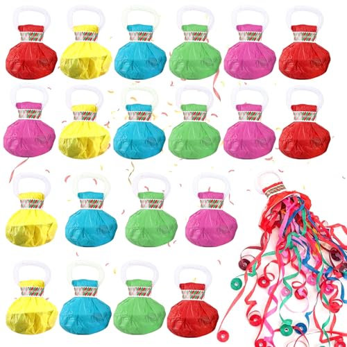 20 Stück Wurf Luftschlangen Bombe, Luftschlangen Kanone, Luftschlangen Party, Werfen Konfetti Luftschlangen, Hand Werfen Streamer, für Geburtstag Hochzeiten Weihnachten Karneval Abschlussfeier