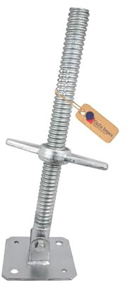 GeZu Impex Pied d'échafaudage avec Tige Filetée Galvanoplastie Lot de 4 38 x 800 mm plaques de pieds réglables