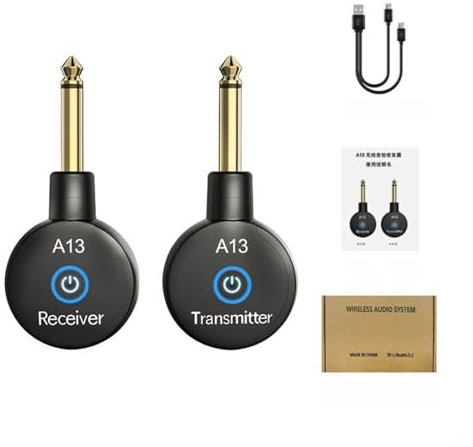 EXTRWORY 2.4GHz Guitar Wireless System Transmitter Receiver Set for Electric Instruments Bass Guitar 100ft Range Rechargeable Battery Clear Audio Transmission
