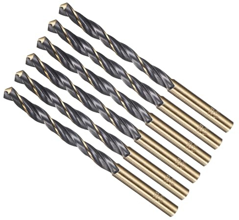 METALLIXITY 6PCS Foret Hélicoïdal, 6.5mm Mèche à Creuser Acier Rapide 4341, Tige Droite 118° Finition Noir et Or pour Cuivre Aluminium Bois Plastique Métal, Forets à Métaux de Dureté Moyenne
