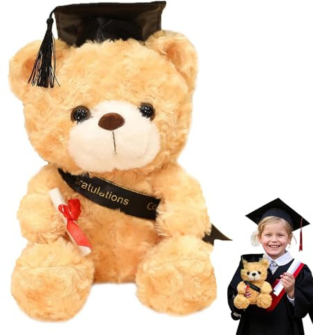 WPNCYK Graduation Bear, 23 cm Brown Teddy Bear with Graduation Hat, Unique Graduation Gift for High School and College Graduates, Perfect for Graduation Ceremonies and Party Decorations
