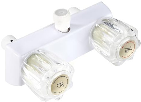 Rubinetto Doccia Camper, 16x11cm Plastica Rubinetto Bagno Camper 2 Manopole Lavabo Kit Valvola per Vasca da Bagno per Esterno e Interno (Trasparente)