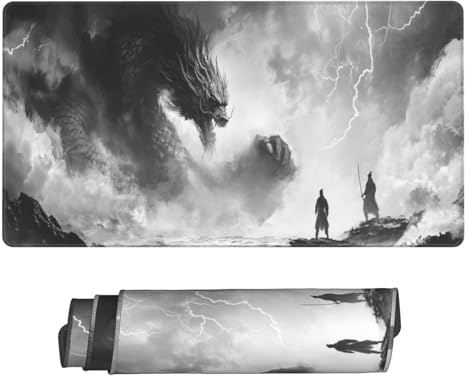 Alfombrilla Ratón XXL 900x400mm, Grande Alfombrilla Ratón Gaming, Dragón Negro Mouse Pad, Portátil Mousepad con Bordes Cosidos y Base de Goma Antideslizante, para Jugadores, PC, Oficina C10308