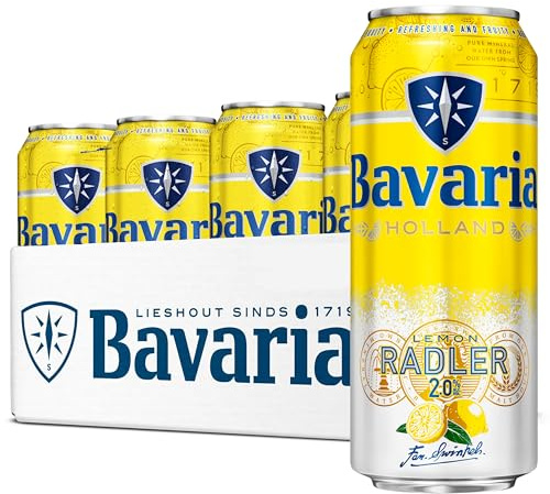 Bavaria 2.0% Lemon Radler Beer (12 x 500ml Cans) - Low Alcohol Shandy with Lemon, Refreshing Pilsner & Lemon Mix, Light & Crisp Summer Beer