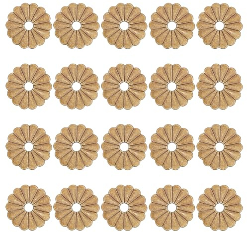 WEBEEDY 20 PCS Rondelles de Fixation en Laiton Couleur Or Antique en Forme de Marguerite Accessoires de Quincaillerie Décorative pour Restauration de Meubles Porte Poignées de Tiroir Décor Noël 3.1cm