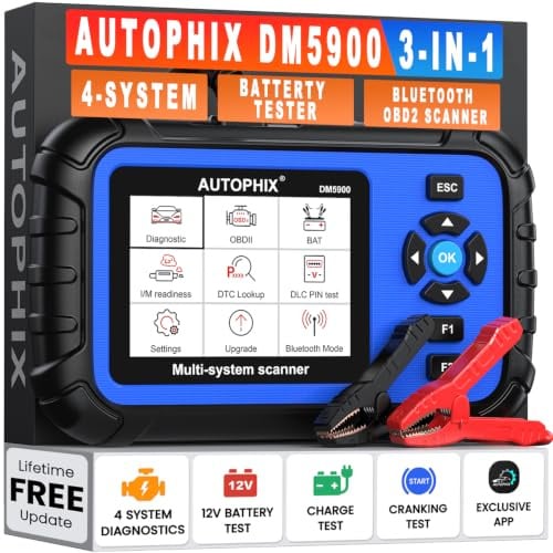 AUTOPHIX 4 Systems OBD2 Car Scanner Diagnostic Tool for ABS SRS Transmission Engine, 3 in1 Bluetooth OBD2 Scanner, 12V Car Battery Voltage Check, Full OBD2 Code Reader, Lifetime Free Update