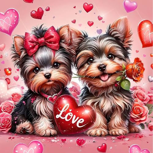 CLYCTIP animal dog diamond painting – DIY Diamanten Painting für Erwachsene und Kinder, Kunsthandwerk für Anfänger und Wanddekoration 30x40 cm (RED330)