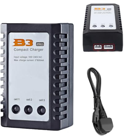 B3 Lipo Battery Charger for 2-3S Lipo Batteries Pack, 100W 2S 3S (7.4-11.1V) RC Balance Fast Chargers for RC Quadcopter, Drone, Car, Boat (Black)
