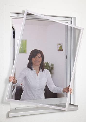 Insektenschutz Fliegengitter Fenster Alurahmen ohne Bohren 100 x 120 cm weiss