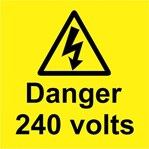 Indigos UG Aufkleber Danger 240 volts sticker [PACK OF 15] Zeichens - s 50mmx 50mm - Sticker für Büro, Firma, Schule, Hotel, Werkschutz