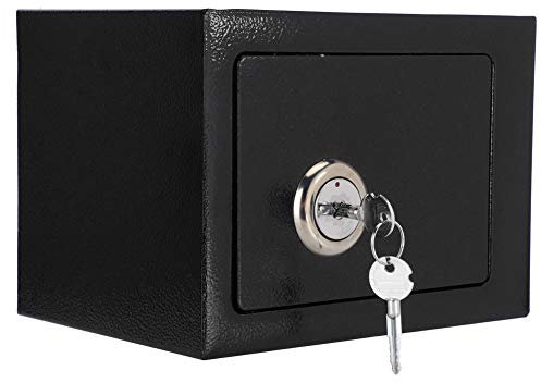 mit Schlüssel, Mini Wandtresor Safe Möbeltresor Schwarz Haltbar Stark Hohe Sicherheit Stahlsicherheitsbox für Home Office