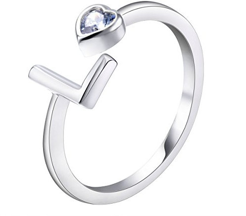 VIKI LYNN Buchstabe Ring 925 Sterling Silber Offener Verstellbare Initiale Alphabet A-Z Ringe fur Damen Mädchen