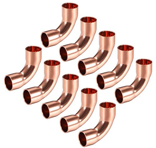 sourcing map 10 Stücke 90 Grad Kupferbogen 8mm Ellenbogen Kupferrohr Rohrverschraubung Verbinder für Klempnerarbeit