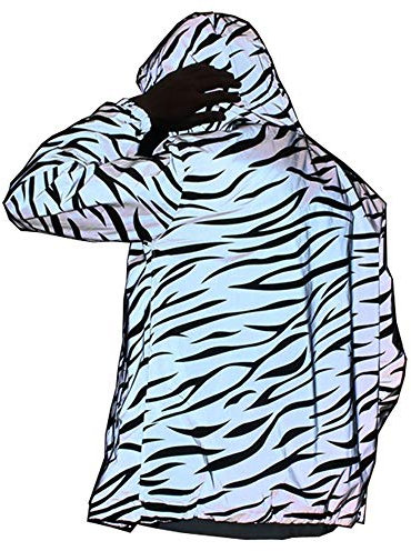 NewL Reflektierende leichte Jacke für Herren und Damen, Mesh-Stil, nachtleuchtende Zebra-Jacken, wasserdicht, grau, S