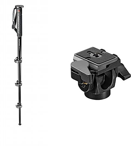 Manfrotto MPMXPROA4 Monopiede Xpro Over, Alluminio, 4 Sezioni & 234RC Testa Rapida in Alluminio per Monopiede, Nero