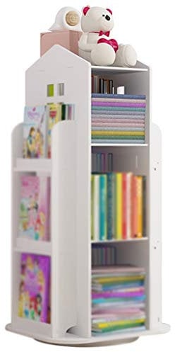 YHRJ Kinderbücherregal mädchen Bücherregal Weiß,Drehbares Kinderbücherregal, Spielzeug-Aufbewahrungsregal Für Kindergartenböden, Kleines Hausförmiges Regal, Einfache Installation (Color : Weiß)