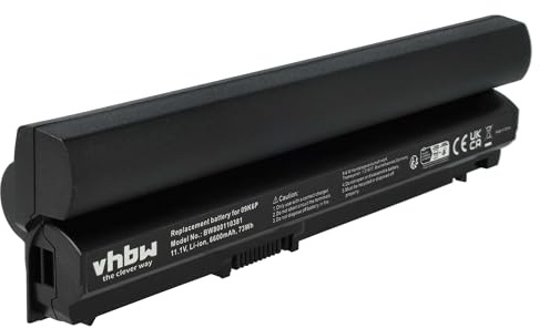 vhbw Akku Ersatz für Dell 09K6P | 312-1446, 312-1381, 312-1241, 312-1239, 11HYV, 0F7W7V für Notebook (6600 mAh, 11,1 V, Li-Ion)
