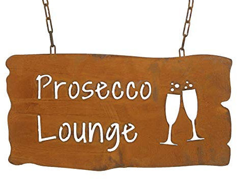 Bornhöft Gartenschild Edelrost 'Lieblingsplatz' (45cm x 23cm) Rost, Stahl (Eisen), Hängend, Prosecco Lounge