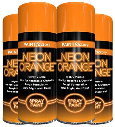 Classic Signature - 4 x Orange Neon Spray Paint 400ml Fluorescent Bright Aerosol Extra Bright Graffiti (Banksey) Paint Assorted Colour