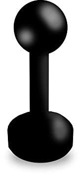 Treuheld® Piercing Labret aus Kunststoff | Farbe: Schwarz | Größe: 1,6 x 10 mm (Kugel: 4mm)