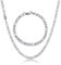 HSWYFCJY Figaro Kette Halskette und Armband Set für Damen und Herren - Silber Edelstahl 18/20/22/24 Zoll (22 Zoll+Armband)
