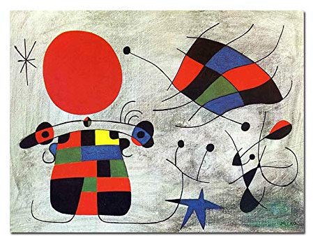 Joan Miro Poster und Drucke-Abstrakte Joan Miro Leinwandbilder-Berühmte Joan Miro Gemälde druck auf Leinwand Kunstdruck-Wandkunst Bilder Malerei(Das Lächeln der Flügel)70x90cm(28x36in)rahmenlos