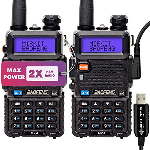 MIRKIT 2 x Mirkit Baofeng MK4 Ham Radio Max Power Two Way Radio mit 1800 mAh Li-Ion Akku und MIRKIT Lanyard für Ihr Baofeng Radio und Mirkit Software für Walkie Talkie
