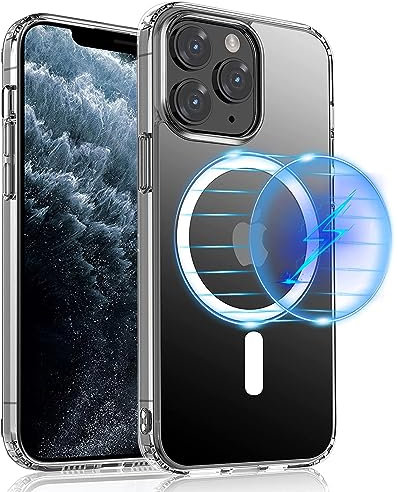 S. Dawezo Magnetische hülle für iPhone 11 Pro, kompatibel mit MagSafe, Militärschutz, Anti Gelb Kratzfest, stoßfest, schlank transparent Handyhülle für iPhone 11 Pro