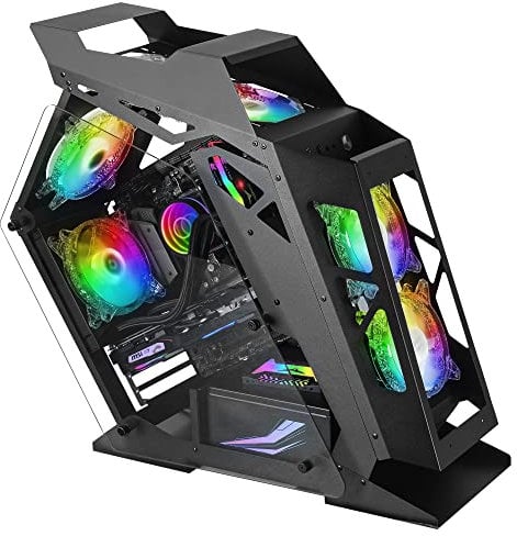 Mars Gaming MC61 Schwarz, PC-Gehäuse Gaming Kompaktes Micro-ATX, 4 x 12cm Lüfter, ARGB Chroma, Dual Tempered Glass Fenster