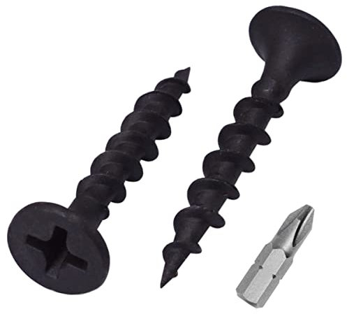 SKIR'CO (100 pcs) Black Phosphate Finish 3.5 x 25 mm Drywall Screws, Wood Screws, Phillips Bugle Head, Plasterboard Screws