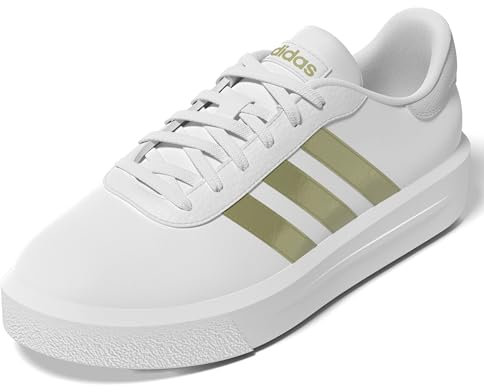 adidas Femme Court Platform Shoes, Cloud White/Gold met/Orbit Grey, 36 EU