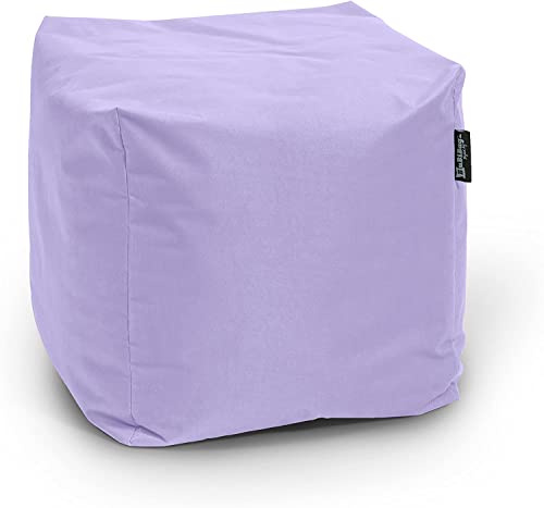 BuBiBag Sitzpouf für Outdoor Sitzsack, Fußhocker ideal für Gaming Sitzsäcke, Wetterfest, Outdoor Pouf (35x35x35cm, Flieder)
