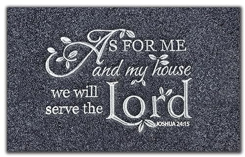 xinbai Outdoor Door Mat,As for me and My House We Will Serve The,Funny Floor Mat Welcome Doormats Entrance Rubber Rugs Indoor Washable Indoor Outdoor Patio Home Decorative 40 X 60 cm