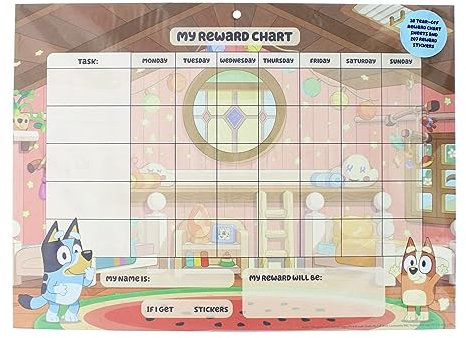 Bluey Reward Chart with Stickers | Reward Charts for Children Behaviour | Behaviour Charts for Children | Bluey Toys