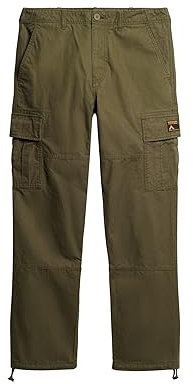 Superdry Herren Weit geschnittene Cargohose aus Bio-Baumwolle Graubraun-Olivgrün 29/32