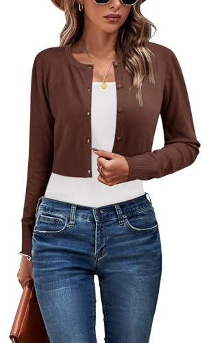 Newshows Cardigan da Donna Cardigan Corto da Donna Cardigan Girocollo da Donna in Maglia con Bottoni