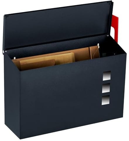 Stonebroo Briefkasten Anthrazit Wasserdicht, Amerikanischer Briefkasten mit Zeitungsfach