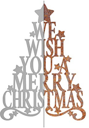 teileplus24 WS06-E Christmas Tree Schild | Weihnachtsdeko | Gartendeko | Innen und Außen | Wand Deko | Edelrost | 44 x 60 cm