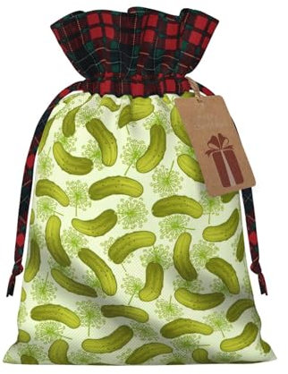 Sushi Dill Pickles Exquisite Weihnachts-Geschenktüte – Volldruck-Polyester-Tasche zum Verpacken von Geschenken